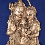 Brass Divine Family Wall Hanging | 11.5" x 7.5" x 1.5" | 2.70 kg | Lord Shiva Parvati Baby Ganesha | Sacred Hindu Art | Auspicious Decor | Jaipurio